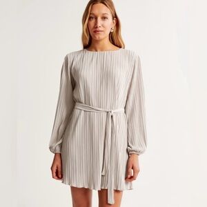 ABERCROMBIE & FITCH Lined Plisse Long Sleeve Pleated Belted Dress XXLP